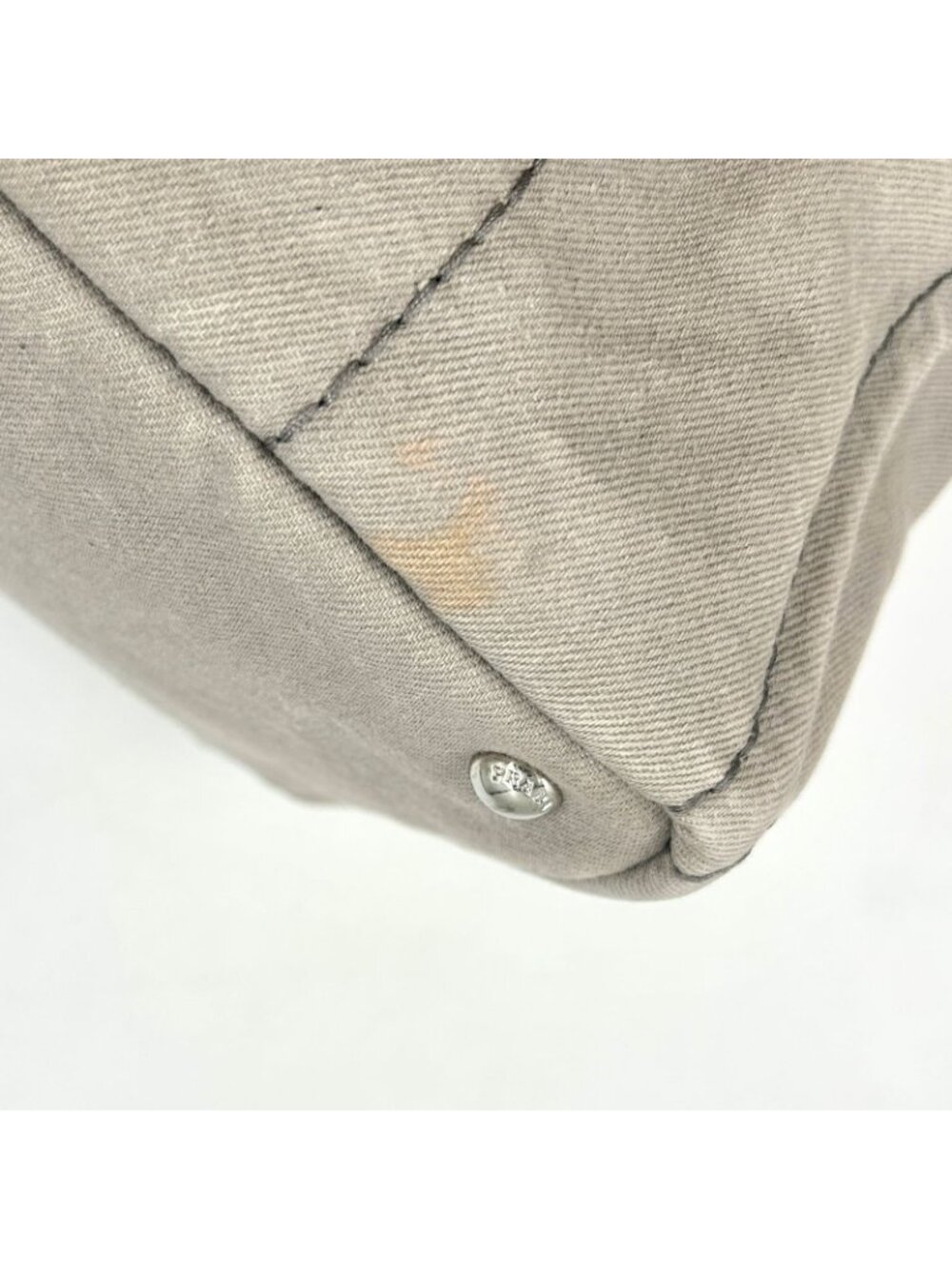 Prada Canapa Denim Canvas Light Gray Tote Silver - Picture 6 of 15